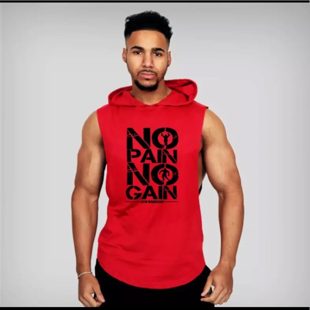 NO PAIN NO GAIN Hooded Cotton Top